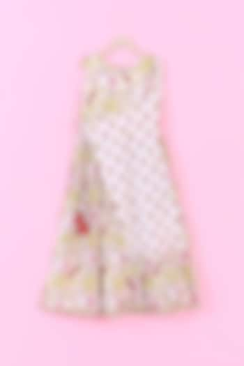 White Cotton Floral Printed Anarkali For Girls by TAMASHA