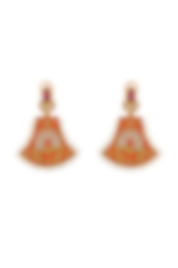 Gold Finish Pearl Earrings In Sterling Silver by Tribe Amrapali at Pernia's Pop Up Shop