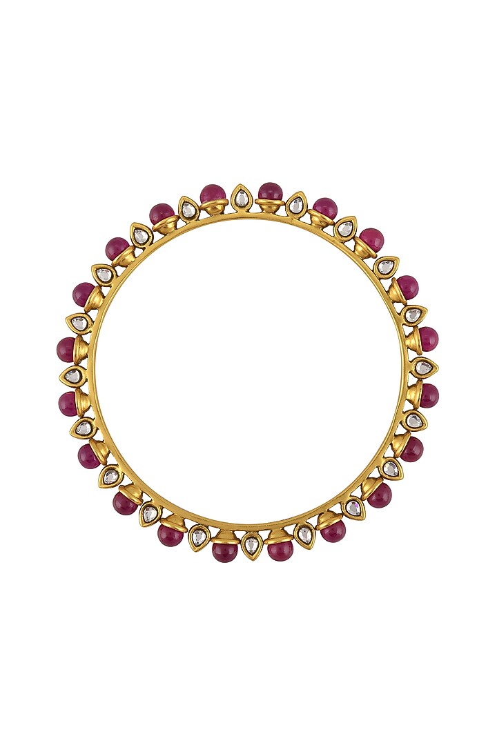 Gold Finish Glass Bangle In Sterling Silver by Tribe Amrapali at Pernia's Pop Up Shop