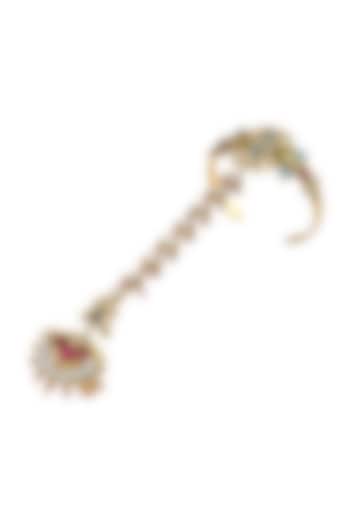 Gold Finish Pearl Handcrafted Hathphool In Sterling Silver by Tribe Amrapali at Pernia's Pop Up Shop