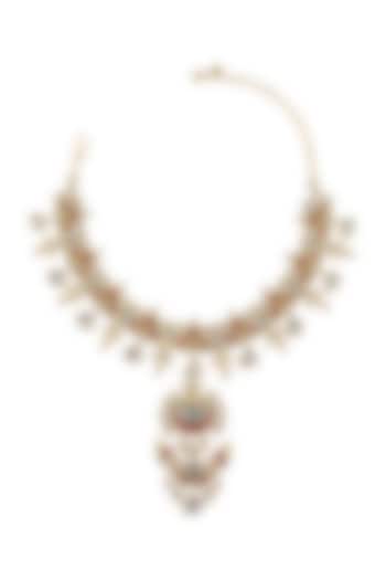 Gold Finish Detachable Pendant Necklace In Sterling Silver by Tribe Amrapali at Pernia's Pop Up Shop