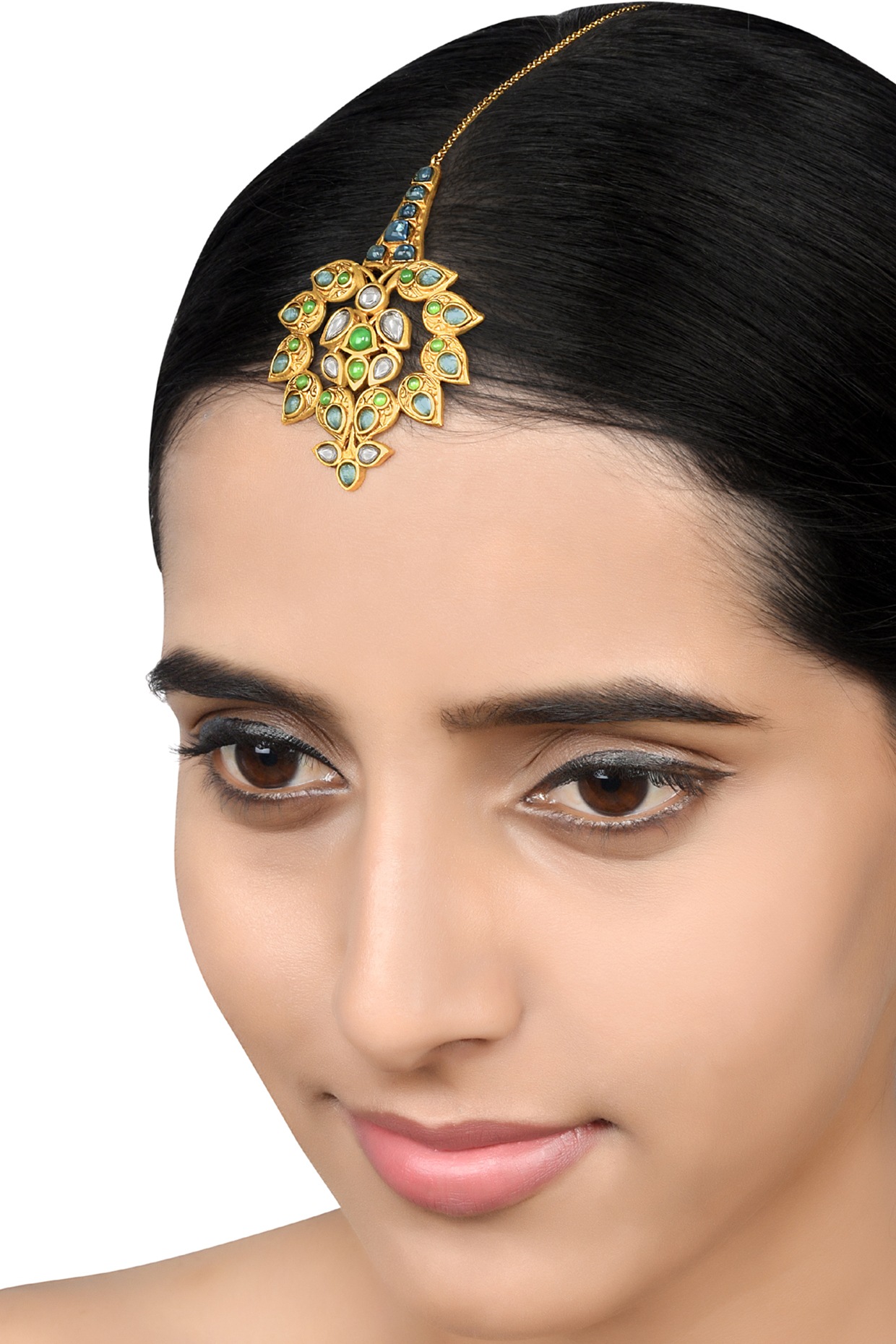 Kundan & Pearl Pasa/Hair Kalank Inspired Jewellery for Women - I Jewels -  3319265