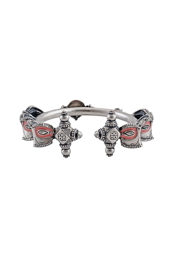 Oxidised Silver Finish Enameled Arm Band by Tribe Amrapali at Pernia's Pop Up Shop