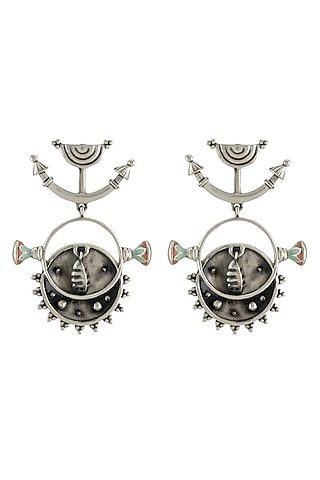 Oxidised Silver Finish Dangler Earrings by Tribe Amrapali