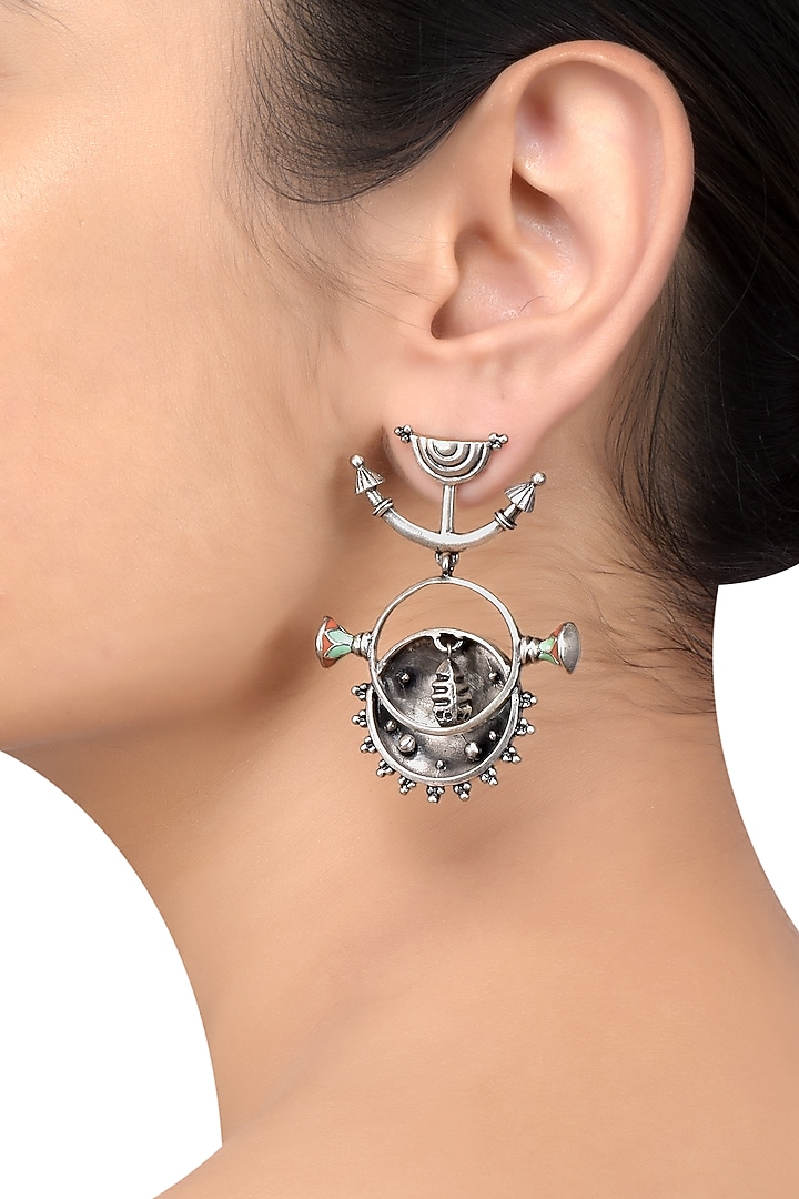 Oxidised Silver Finish Dangler Earrings by Tribe Amrapali at Pernia's Pop Up Shop