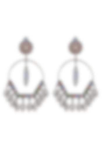 Oxidised Silver Finish Enameled Dangler Earrings by Tribe Amrapali at Pernia's Pop Up Shop
