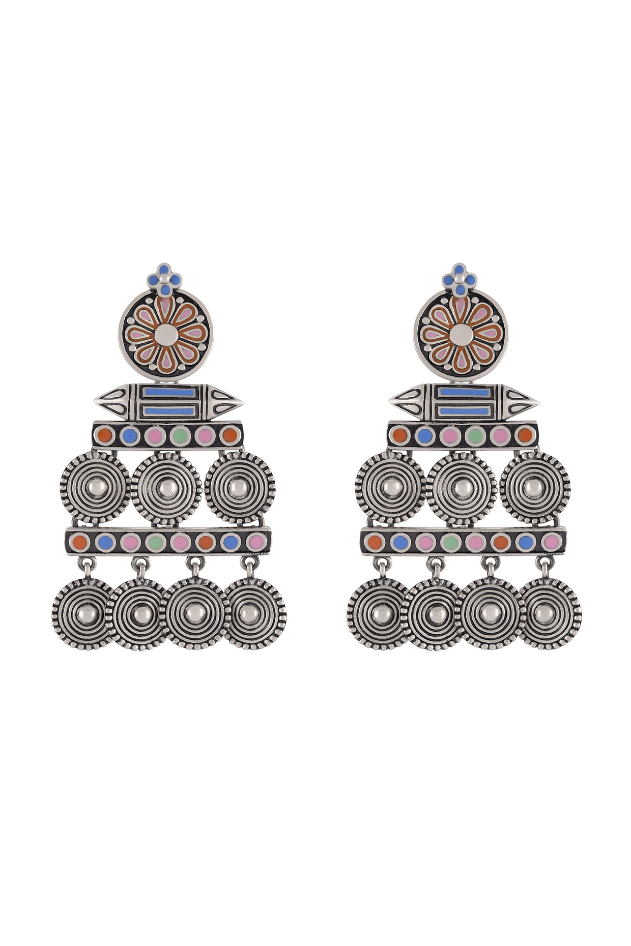 Buy Silver Oxidized Enamel Jhumka Earrings Amrapali Design Tribal Handmade  Women Jewelry, at Amazon.in