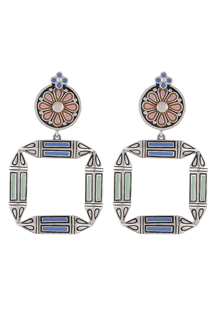 Oxidised Silver Finish Floral Earrings by Tribe Amrapali at Pernia's Pop Up Shop
