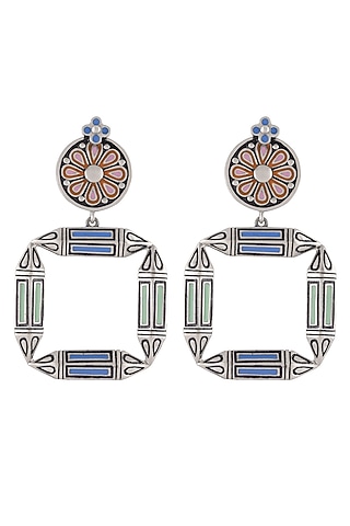 Oxidised Silver Finish Floral Earrings by Tribe Amrapali