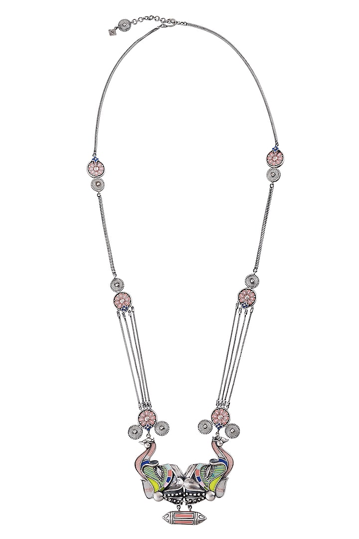 Oxidised Silver Finish Elephant Necklace by Tribe Amrapali