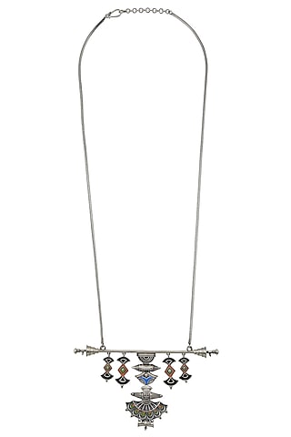 Oxidised Silver Finish Motifs Necklace by Tribe Amrapali