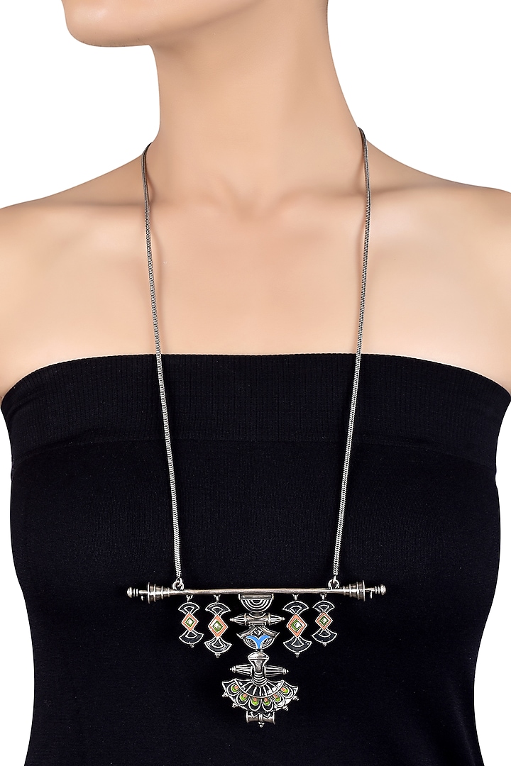 Oxidised Silver Finish Motifs Necklace by Tribe Amrapali at Pernia's Pop Up Shop