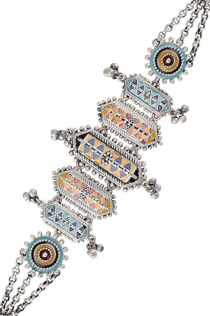 Oxidised Silver Finish Ghungroo Bracelet In Sterling Silver by Tribe Amrapali at Pernia's Pop Up Shop