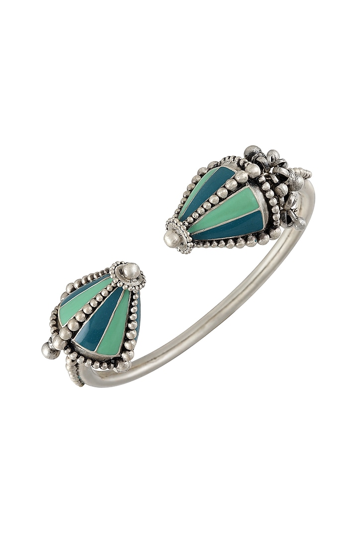 Oxidised Silver Finish Ghungroo Kada In Sterling Silver by Tribe Amrapali at Pernia's Pop Up Shop