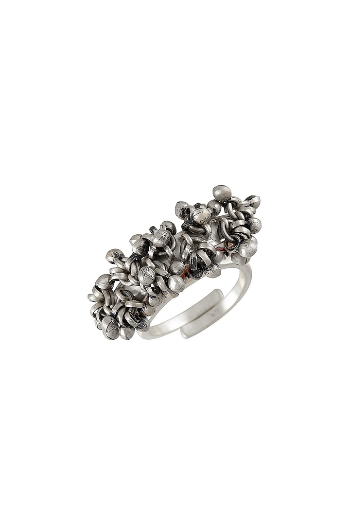 Oxidised Silver Finish Ghungroo Ring In Sterling Silver by Tribe Amrapali at Pernia's Pop Up Shop