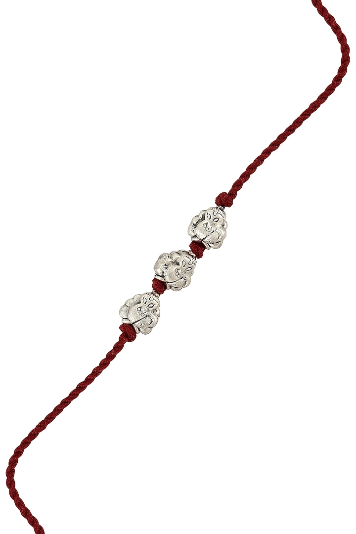 Silver Finish Handcrafted Ganesh Rakhi by Tribe Amrapali at Pernia's Pop Up Shop