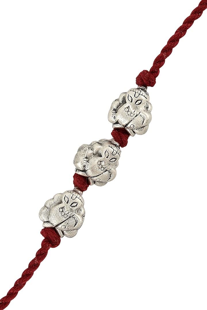 Silver Finish Handcrafted Ganesh Rakhi by Tribe Amrapali at Pernia's Pop Up Shop