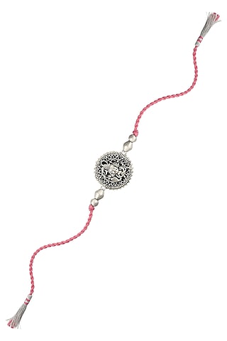 Silver Finish Handcrafted Shiva Motifs Rakhi by Tribe Amrapali