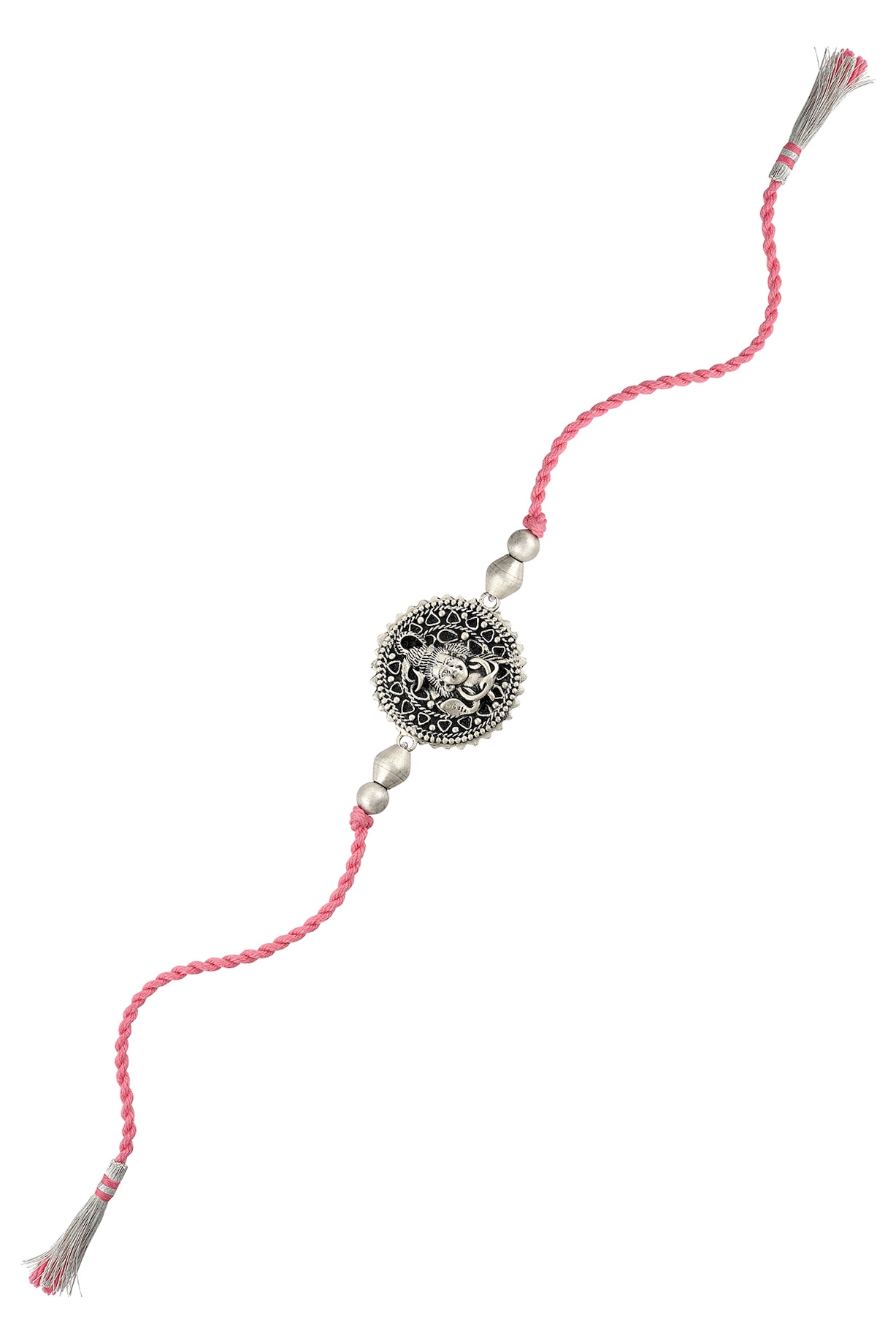 Silver Finish Handcrafted Shiva Motifs Rakhi by Tribe Amrapali at Pernia's Pop Up Shop