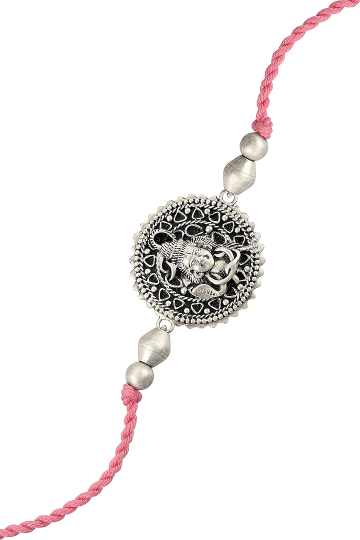 Silver Finish Handcrafted Shiva Motifs Rakhi by Tribe Amrapali at Pernia's Pop Up Shop