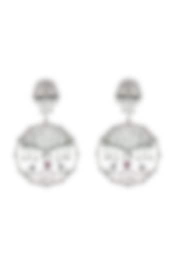 White Finish Handcrafted Floral Motifs Earrings In Sterling Silver by Tribe Amrapali at Pernia's Pop Up Shop