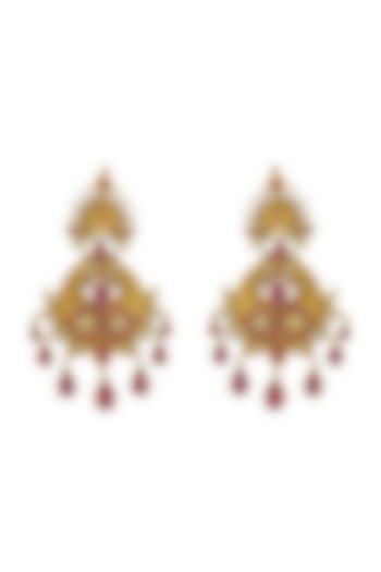 Gold Finish Handcrafted Lotus Earrings In Sterling Silver by Tribe Amrapali at Pernia's Pop Up Shop