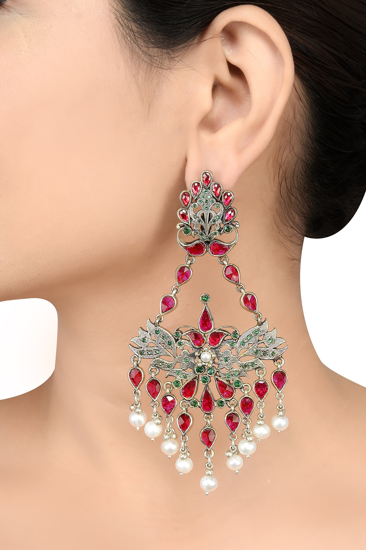 Buy Silver Plated Stones Handcrafted Earrings by Tribe Amrapali Online at  Aza Fashions.