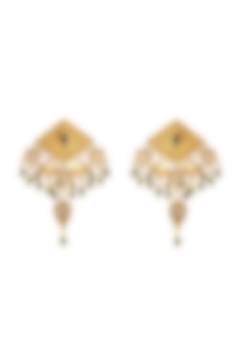 Gold Finish Handcrafted Charms Earrings In Sterling Silver by Tribe Amrapali