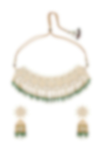 Gold Plated Turquoise Stones Collar Necklace by Tribe Amrapali
