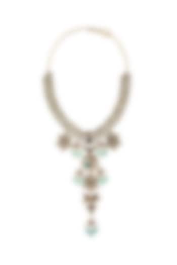 Gold Finish Handcrafted Floral Motifs Necklace In Sterling Silver by Tribe Amrapali at Pernia's Pop Up Shop