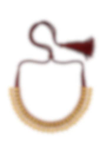 Gold Finish Handcrafted Beaded Necklace In Sterling Silver by Tribe Amrapali at Pernia's Pop Up Shop