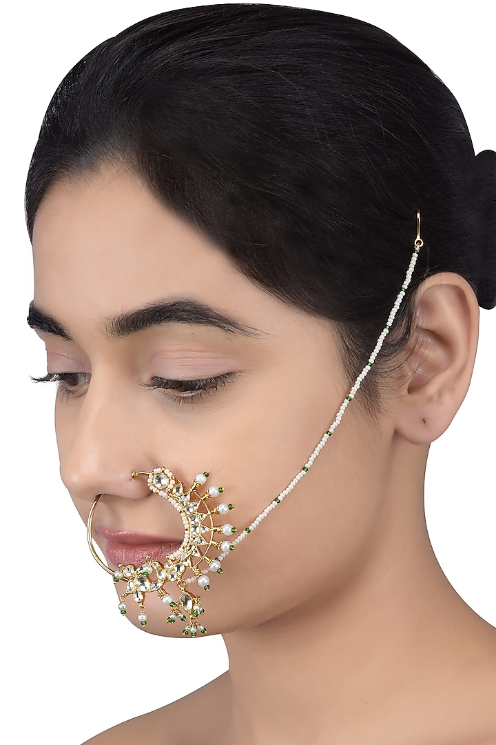 Gold Plated Glass Nose Pin by Tribe Amrapali at Pernia's Pop Up Shop