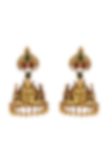 Gold Plated Glass Earrings by Tribe Amrapali