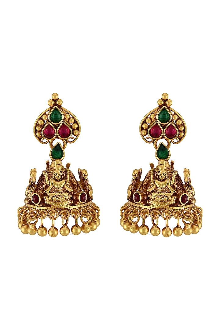 Gold Plated Glass Earrings by Tribe Amrapali