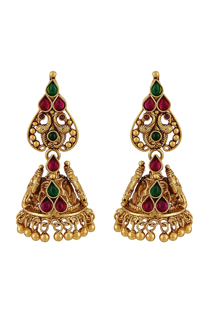 Gold Plated Glass Dangler Earrings by Tribe Amrapali