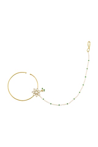 Gold Plated Glass Nose Pin by Tribe Amrapali