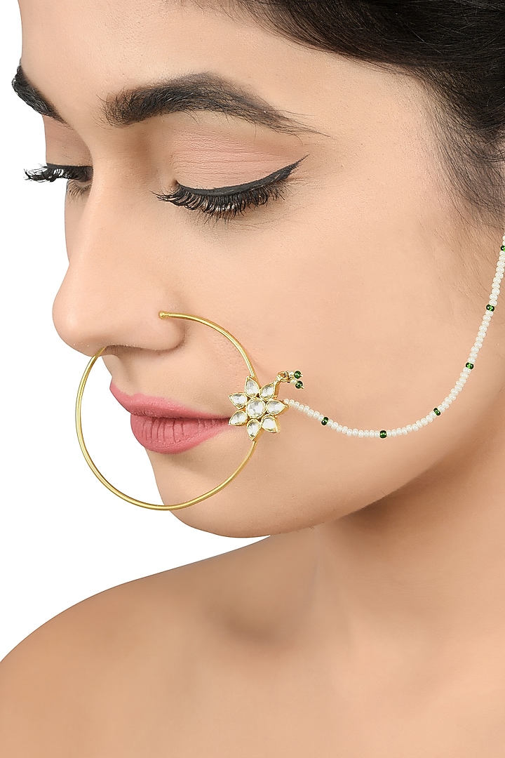 Gold Plated Glass Nose Pin by Tribe Amrapali at Pernia's Pop Up Shop