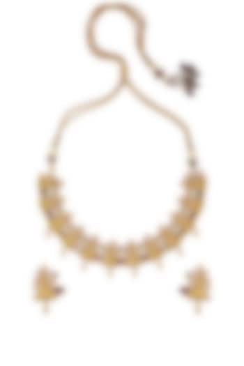 Gold Plated Gemstones Necklace Set by Tribe Amrapali at Pernia's Pop Up Shop