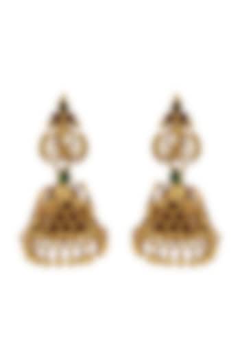 Gold Plated Glass Dangler Earrings by Tribe Amrapali