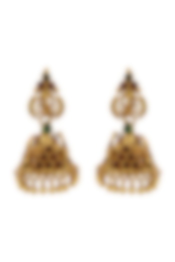 Gold Plated Glass Dangler Earrings by Tribe Amrapali