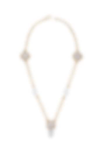 Gold Finish Handcrafted Pearl Multi-Chain Necklace In Sterling Silver by Tribe Amrapali