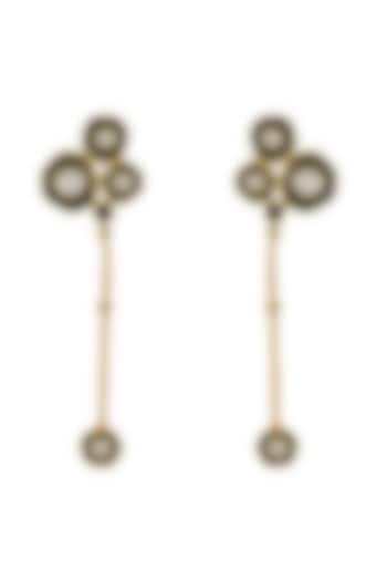 Gold Finish Enameled Dangler Earrings In Sterling Silver by Tribe Amrapali