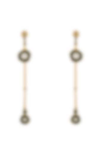 Gold Finish Handcrafted Dangler Earrings In Sterling Silver by Tribe Amrapali