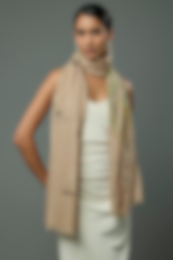 Natural Pashmina Wool Hand Painted & Hand Embroidered Stole by TAMBOUR at Pernia's Pop Up Shop