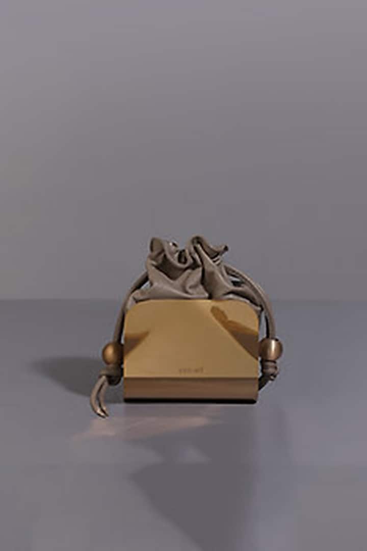 Taupe Genuine Leather Mini Bag by Tann-ed