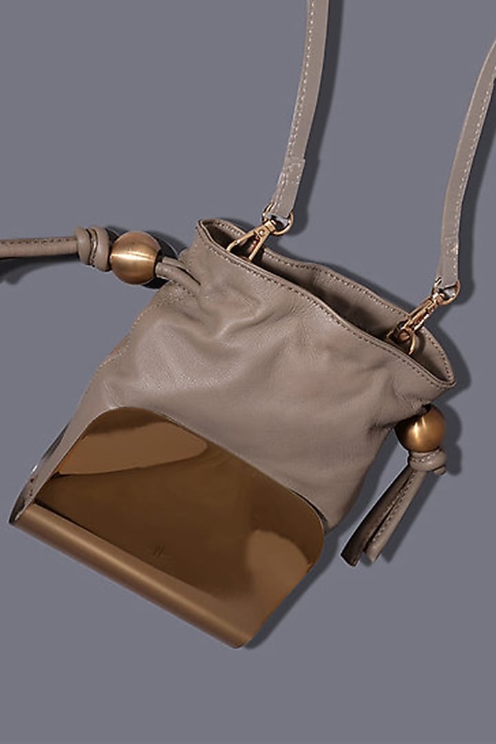 Taupe Genuine Leather Mini Bag by Tann-ed at Pernia's Pop Up Shop