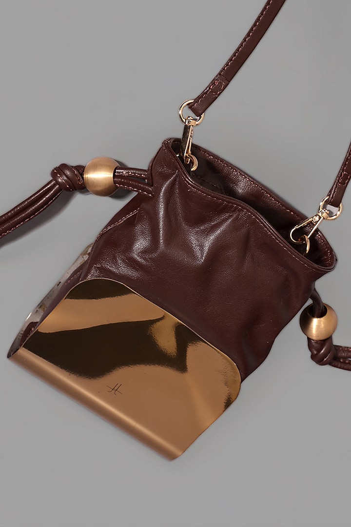 Pecan Brown Genuine Leather Mini Bag by Tann-ed at Pernia's Pop Up Shop