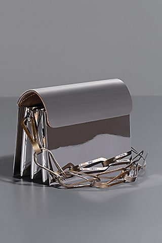 Silver Genuine Leather Mini Bag by Tann-ed