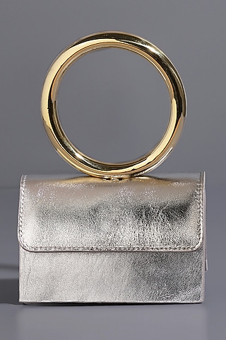 Silver Genuine Leather Mini Bag by Tann-ed