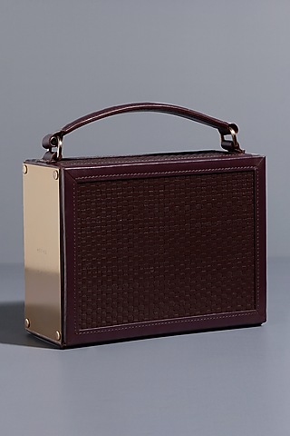 Cherry Genuine Leather Handle Box Bag by Tann-ed